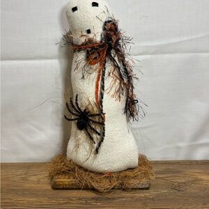 Handcrafted Halloween Ghost Decor with Spider Accent
